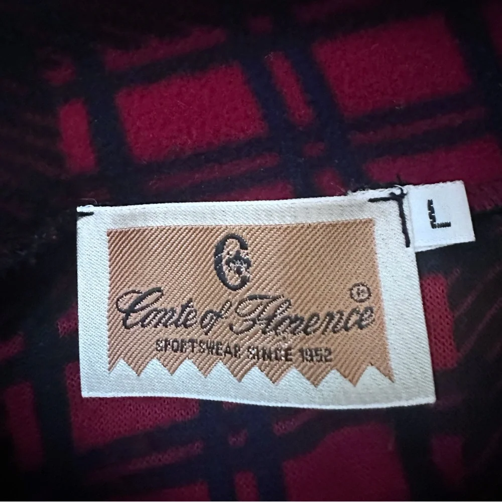 Conte of Florence Vintage Soft Red/Black Buffalo Plaid 1/4 Zip Pullover Fleece